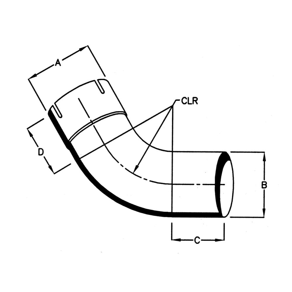 Bend 60 grader - 4'' (10,1 cm) innv./utv. diameter - Benlengde: 20 cm 2