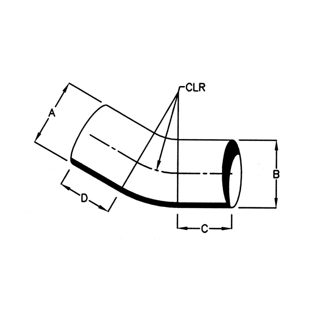 Bend 30 grader - 5" (127 mm) utv./utv. diameter - Benlengde: 10 cm 2