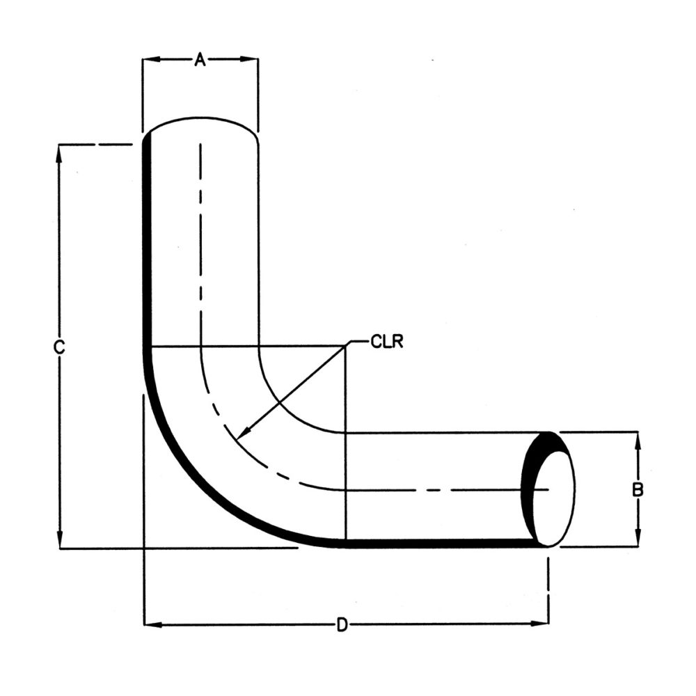 Bend 90 grader - 3,5'' (8,9 cm) utv./utv. diameter - Benlengde: 19,6 cm 2