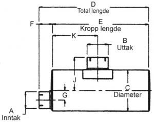 Lyddemper - Inntak: 5" (127 mm) - Diameter: 10" - Kropp: 26,5" - Tot.lengde: 30"