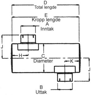 Lyddemper - Inntak: 3,5" (88,9 mm) - Diameter: 11" - Kropp: 40" - Tot.lengde: 40" 1