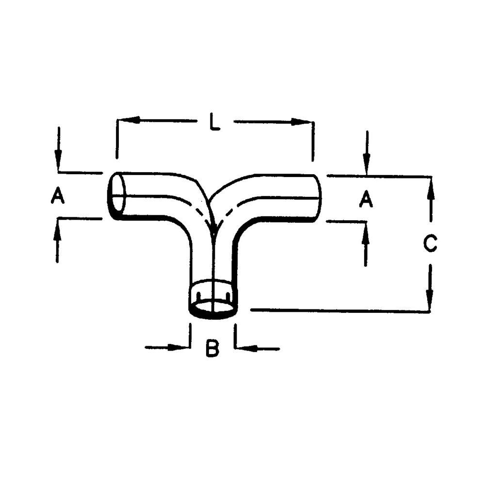 Y-bend med støttebrakett - 4'' (10,1 cm) inntak / uttak 2